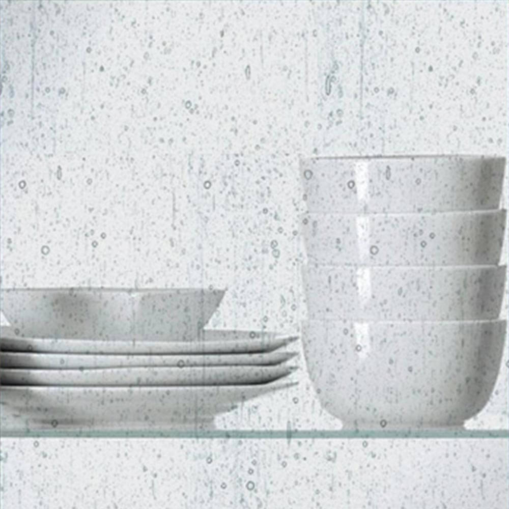 Stylish water-themed cabinet glass design for modern kitchens in Calgary by Zen Living.