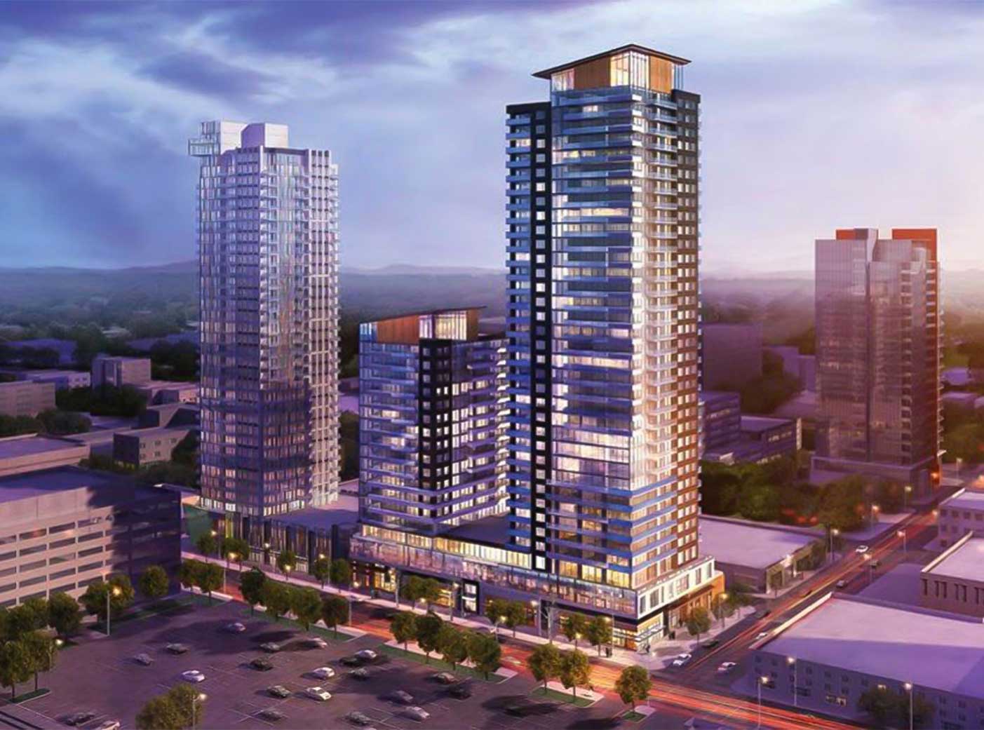 Auburn Rise kitchen showcasing Zen Livings cabinets and countertops in a modern Calgary apartment.