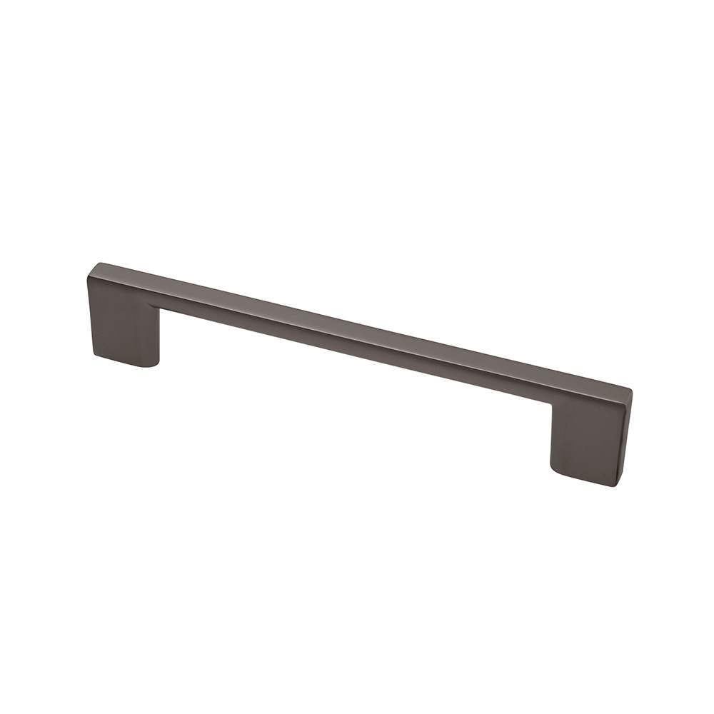 Polished chrome Denman handle for kitchen cabinets, ideal for Calgary home renovations.