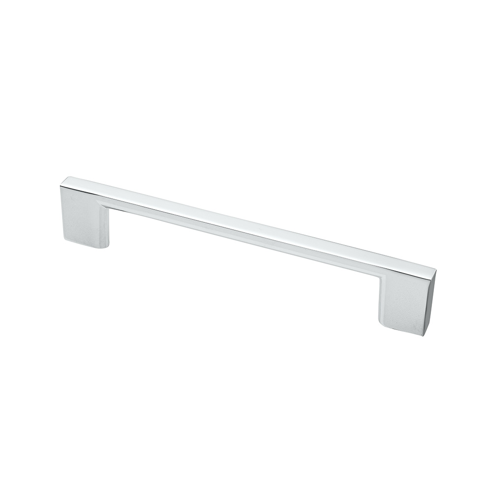 Brushed nickel Denman handle for kitchen cabinets, featured at Zen Living in Calgary.