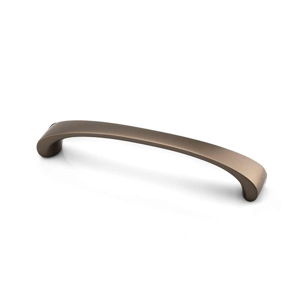 Polished chrome Rochelle handle for kitchen cabinets, showcasing modern design, available at Zen Living in Calgary.