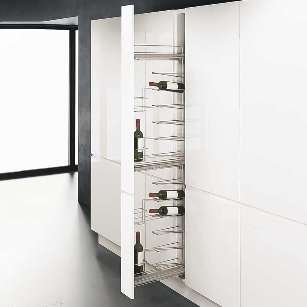 Blum Bi-Fold accessories for efficient kitchen organization in Calgary home renovations by Zen Living.