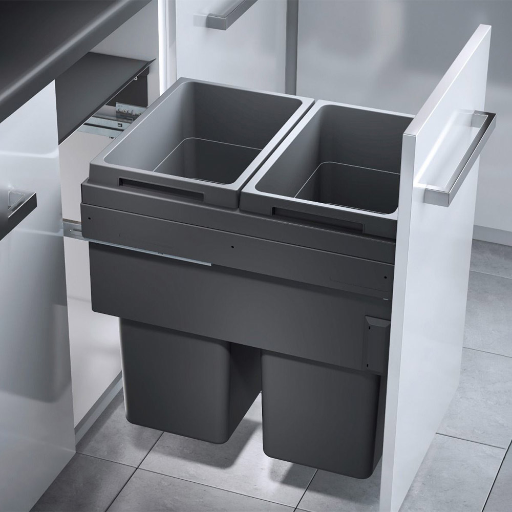 Stylish single waste bins for kitchen organization at Zen Living in Calgary.