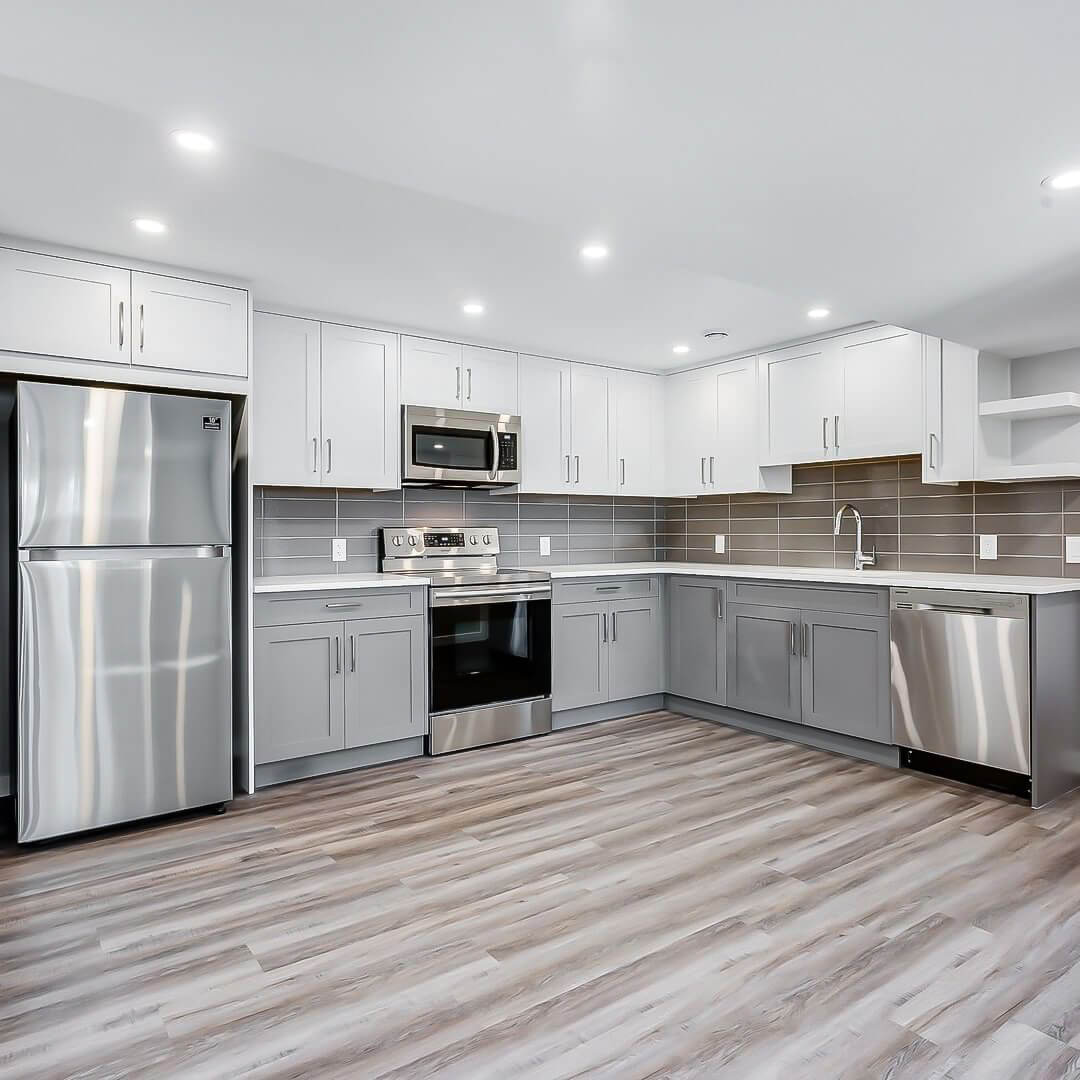 Stylish Calgary kitchen featuring Zen Living cabinets and countertops in a modern home renovation setting.