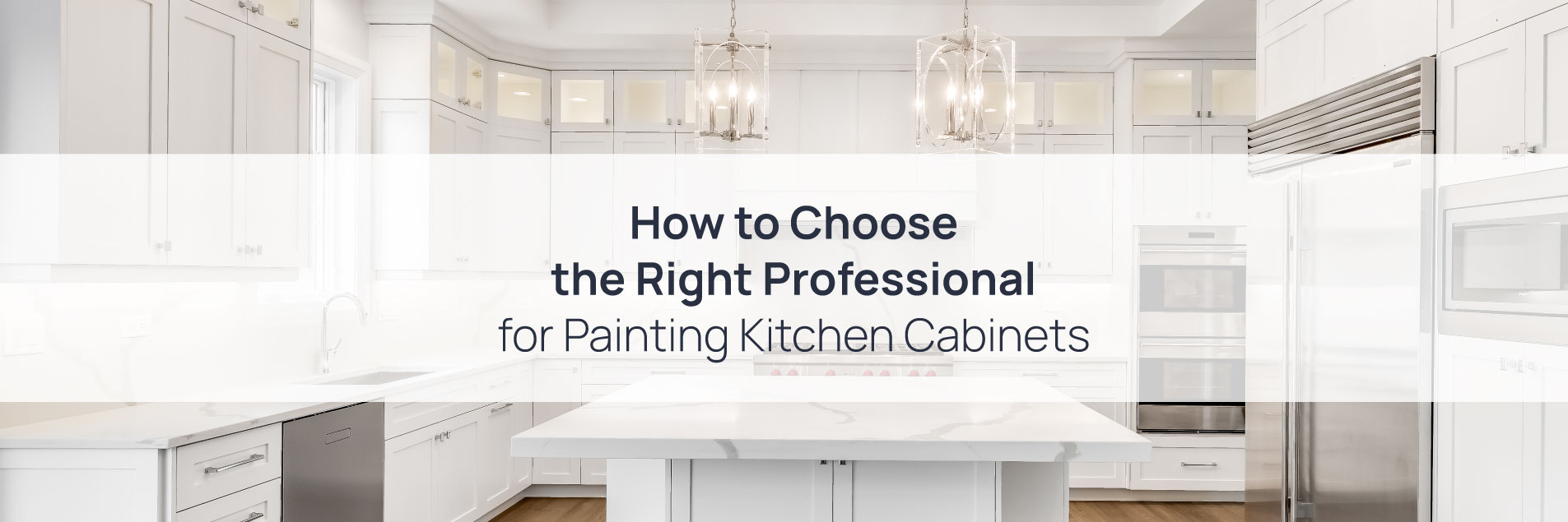 Calgary professional painting kitchen cabinets in a modern home renovation setting.
