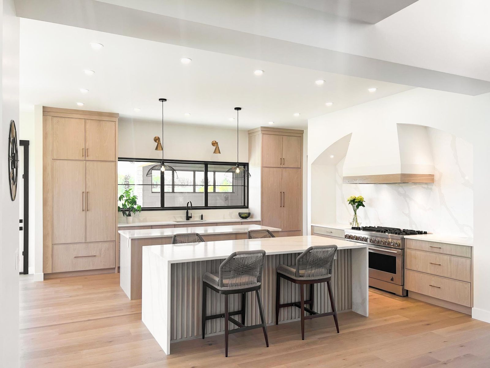 A Bright and Airy Neutral Modern Farmhouse Kitchen with a White Wash Finish