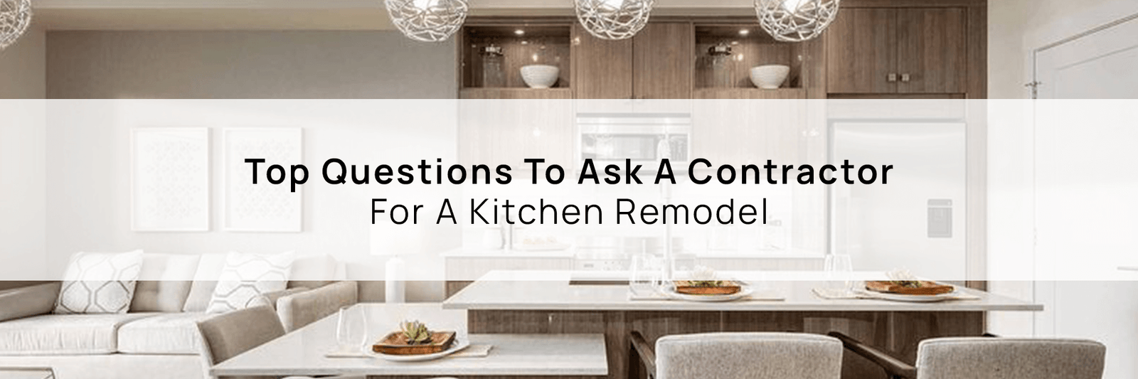 Calgary contractor discussing kitchen remodel questions with a homeowner, showcasing cabinets and countertops options.