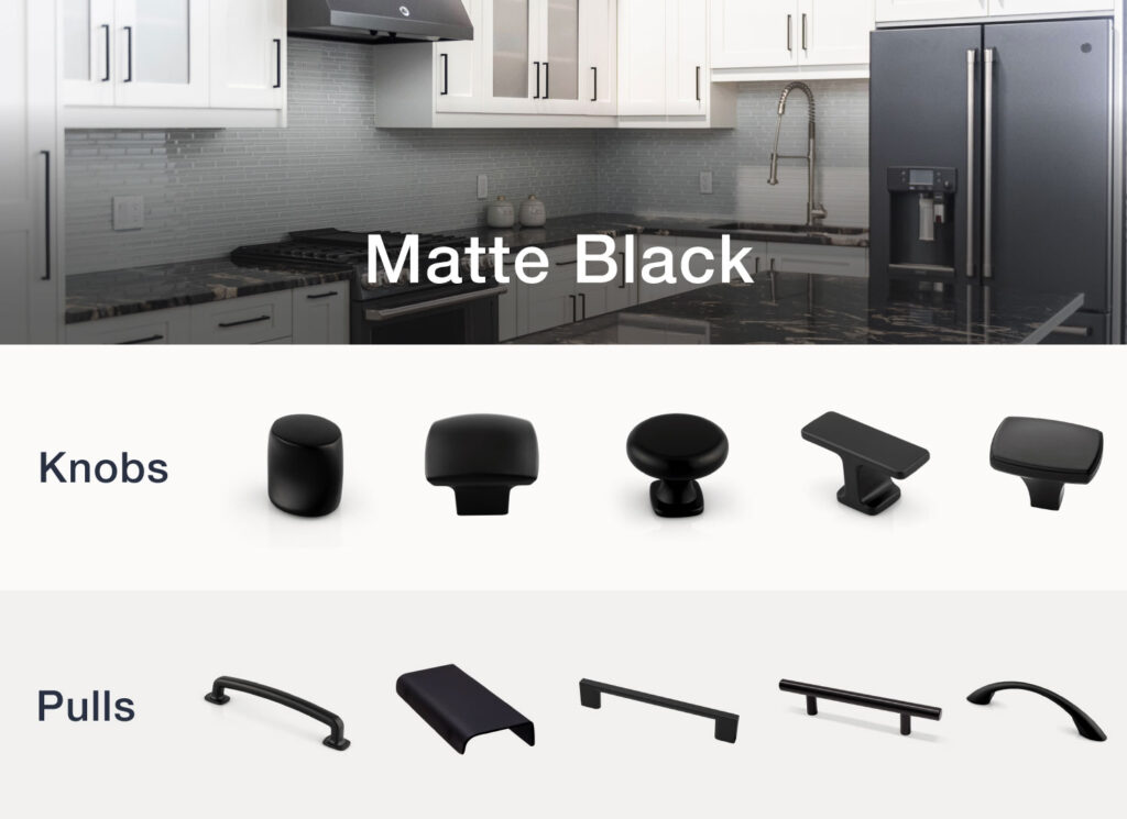 From Knobs to Pulls: 2023 Cabinet Hardware Trends 3 676295c12946b9dc61c6a0f1 648afa7642c2d65d99470da7 Matte Black From Knobs to Pulls The Latest Trends in Kitchen Cabinet Hardware