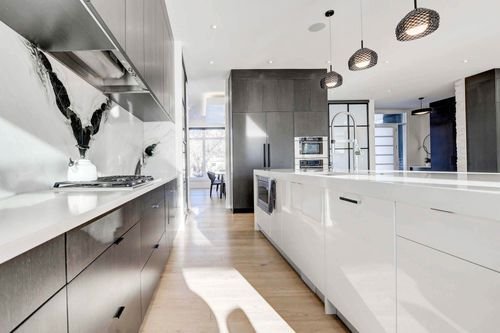 Modern kitchen with sleek design elements.