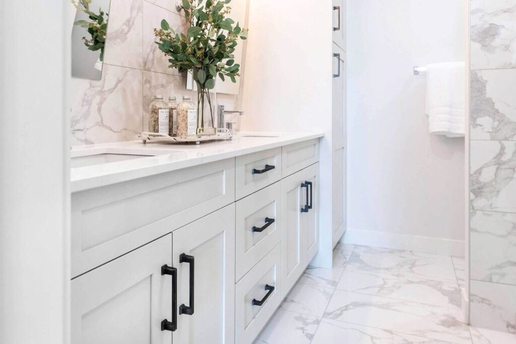 Custom vs. Big Box: The Truth About Bathroom Vanities 2 Bathroom featuring a custom vanity design with durability and warranty support.
