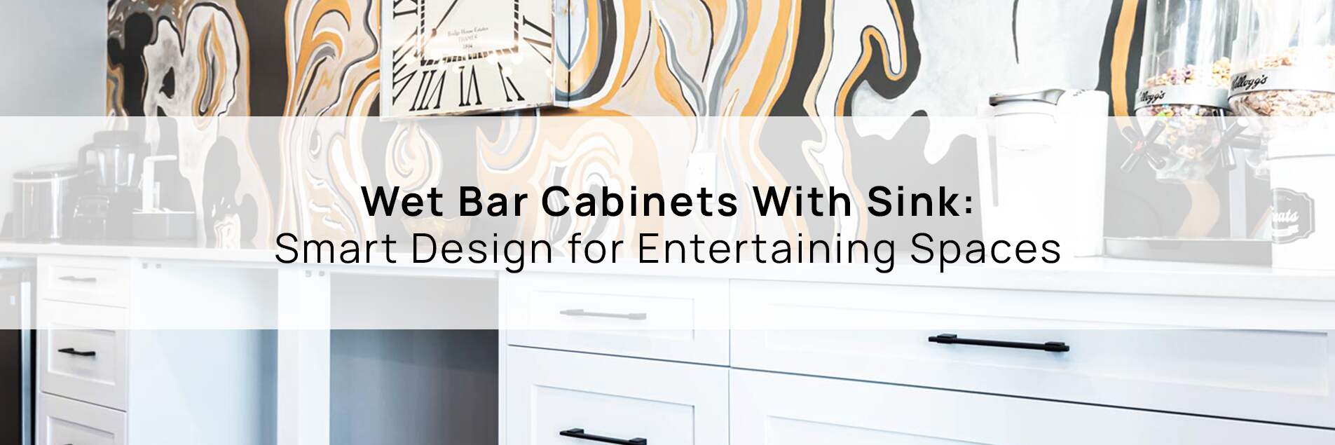 Stylish wet bar cabinets with sink and modern storage design for entertaining spaces in home bar area.