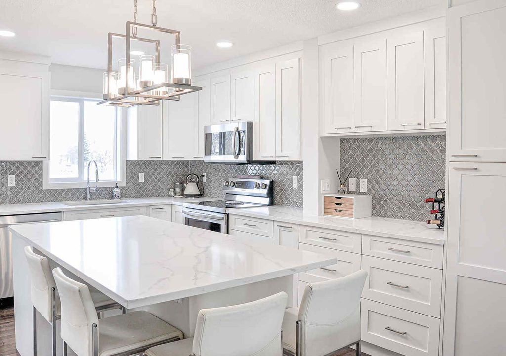 Completed kitchen cabinetry illustrating what a cabinet takeoff includes.