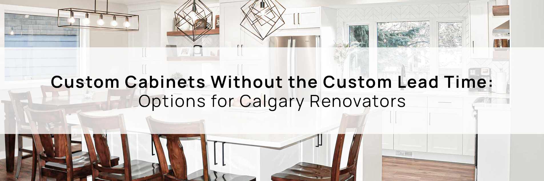 Modern kitchen featuring fast turnaround custom cabinets in Calgary.